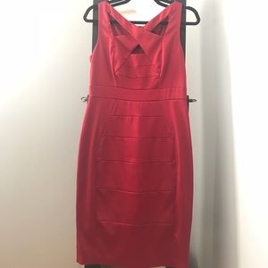 Melrose stretch satin sheath crisscross red dress